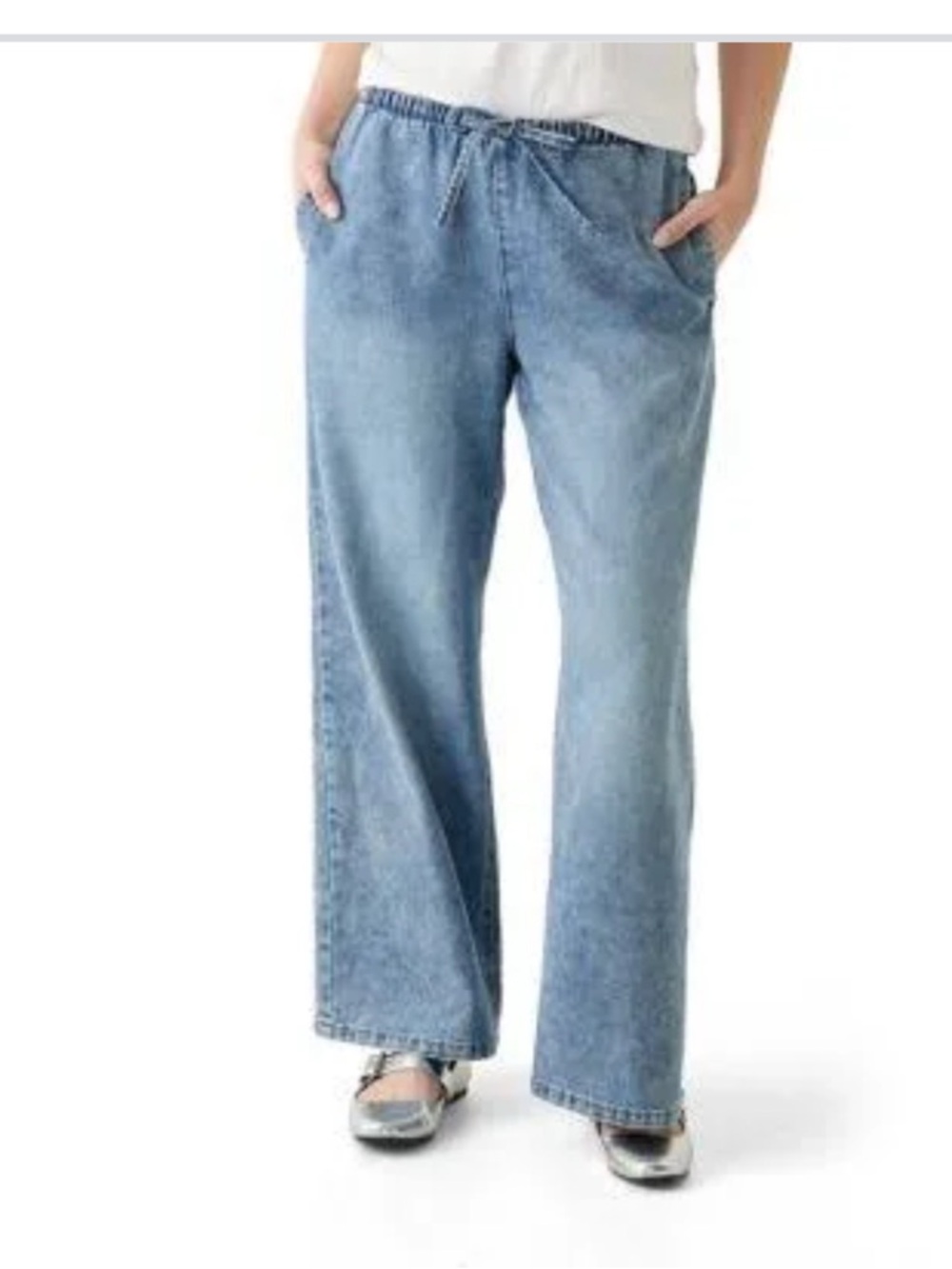 Vanilla Star Medium Blue Wide-Leg Drawstring Jeans